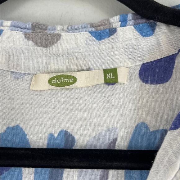 Dolma gauzy cotton blend paint splotch print short sleeve midi maxi dress sz XL - Picture 6 of 10